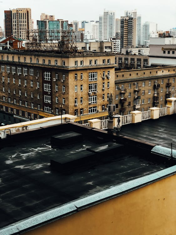 building in the city with a bitumen roofing