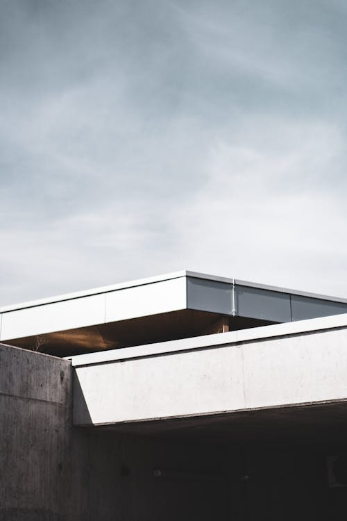 A flat roof of a commercial property