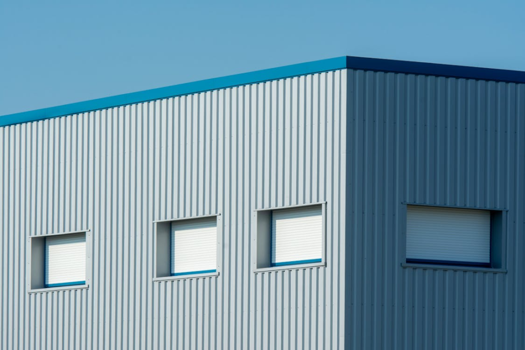 An image of a blue building