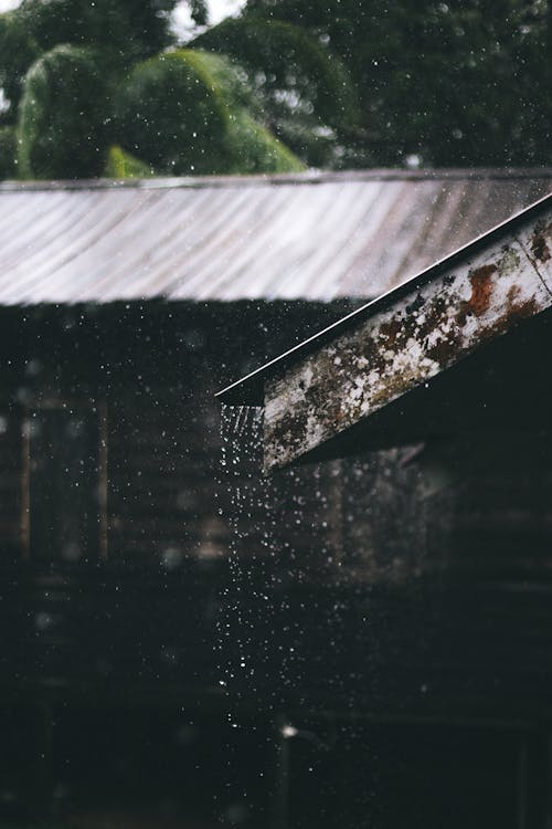 A metal roof during a storm