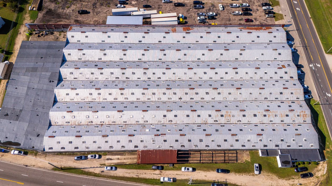 a wide flat commercial roof