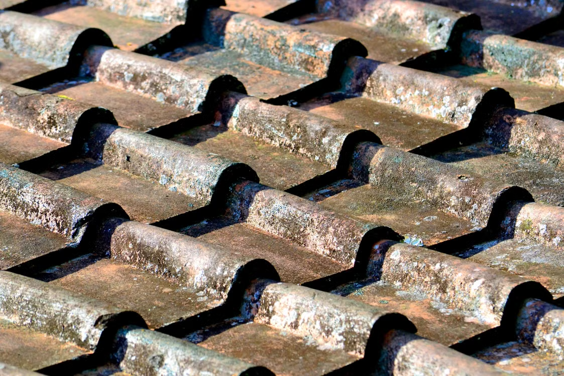 a weathered commercial roof surface