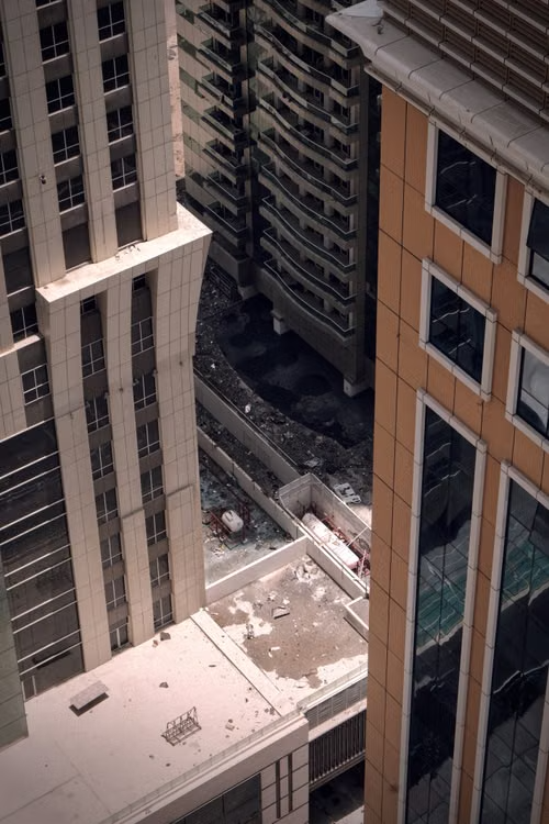 debris cleared from a rooftop