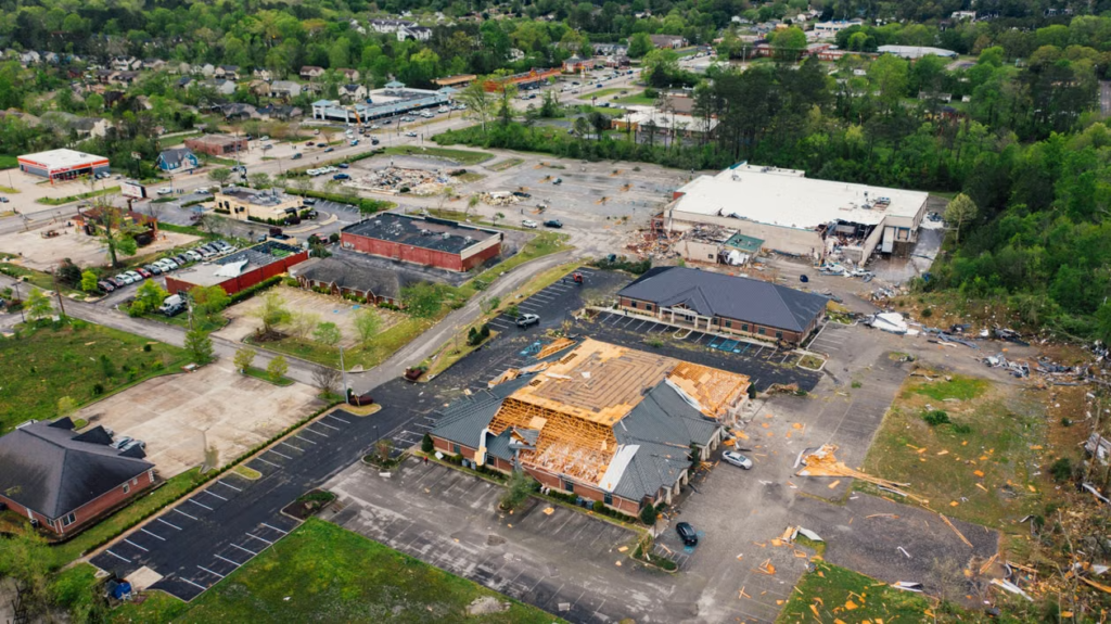 storm damage on a roof