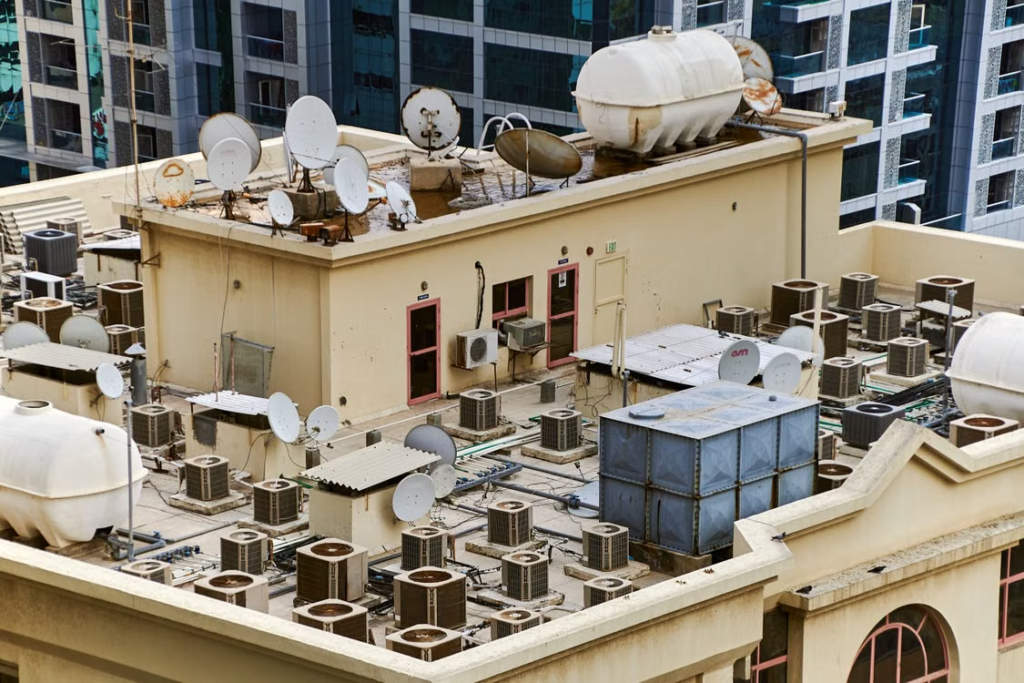 rooftop units on a flat roof